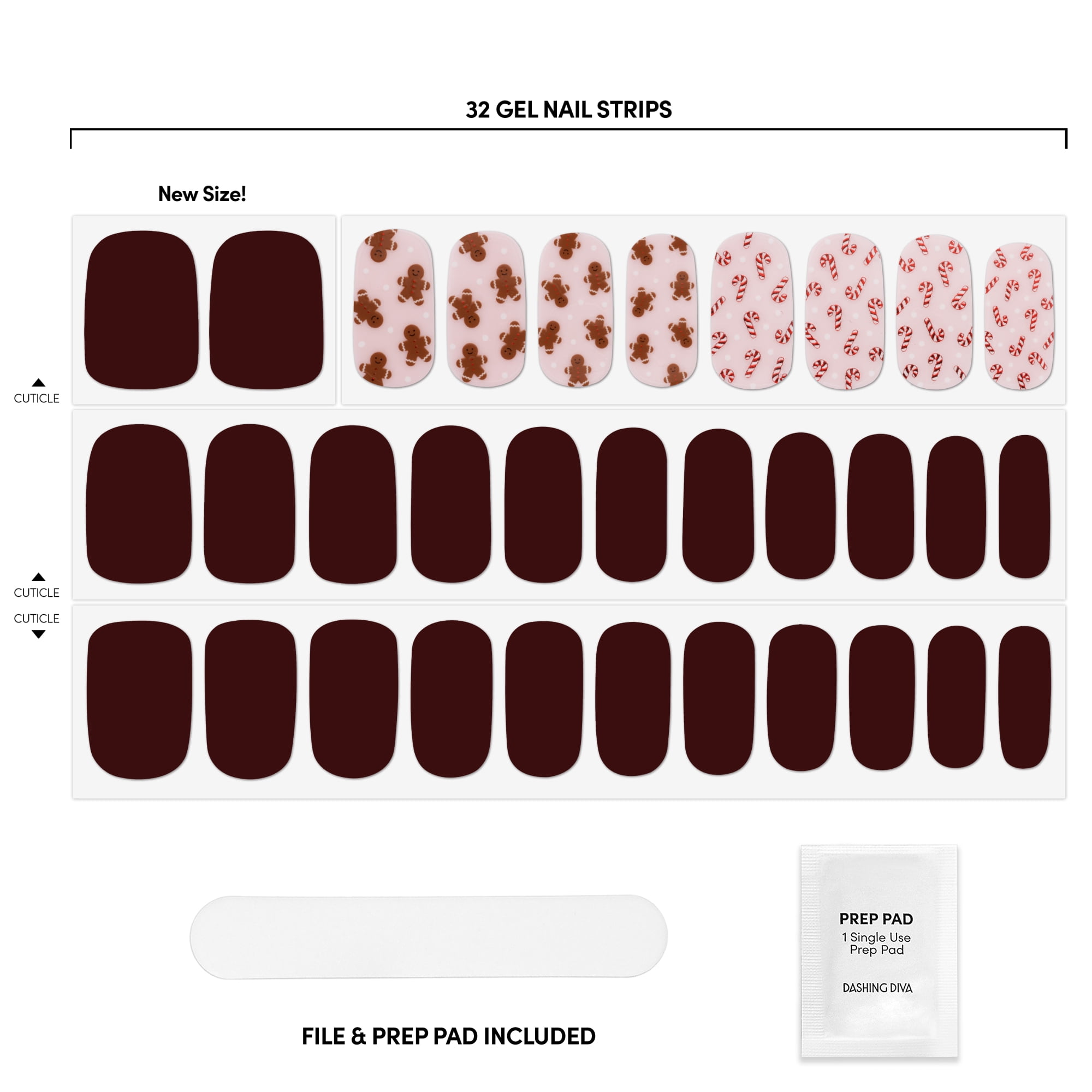 Dashing Diva Gloss Gel Nail Strips, Sugar & Spice, 32 Count