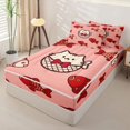 thumbnail image 3 of Manfei Cute Bowknot Cat Zipper Twin Comforter Sets with Fitted Sheet and 2 Pillowcases, Cartoon Fish Zipper Bedding Set, Pink Red, Pink Reversible, 4-Piece, 3 of 7