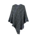 thumbnail image 4 of Aoochasliy Winter Scarfs Christmas Clothes Women's Trendy Autumn Contrasting Stripe Tassel Cloak Shawl Tops, 4 of 5