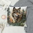 thumbnail image 2 of ARISTURING Wolf Throw Pillow Covers  Soft Cute Wolf Wild Animals Decorative Throw Pillowcases Room Rustic Cabin Country Pillow Cases Cushion Covers Nature Wildlife Bear Brown Cushion Cases, 2 of 5