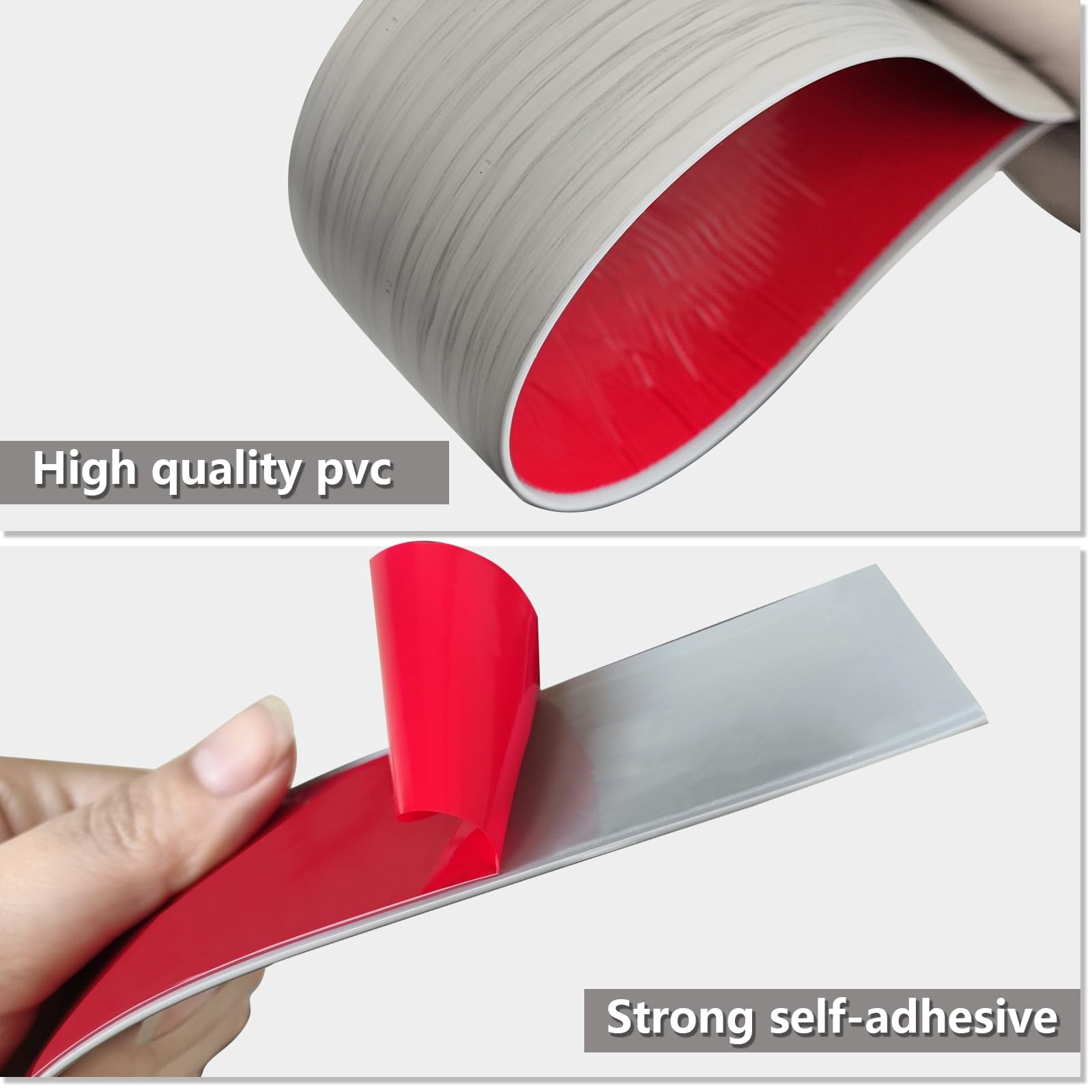 Vinyl Floor Transition Strip Self Adhesive 2"*20' Light Gray Wood Grain Divider Flooring Strips For Uneven Floors  Carpet Tiles(20ft 2in Grain)