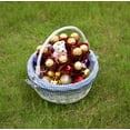 thumbnail image 4 of Traditional White Round Willow Gift Basket with Blue and White Gingham Liner and Sturdy Foldable Handles, Food Snacks Storage Basket, Small, 4 of 7