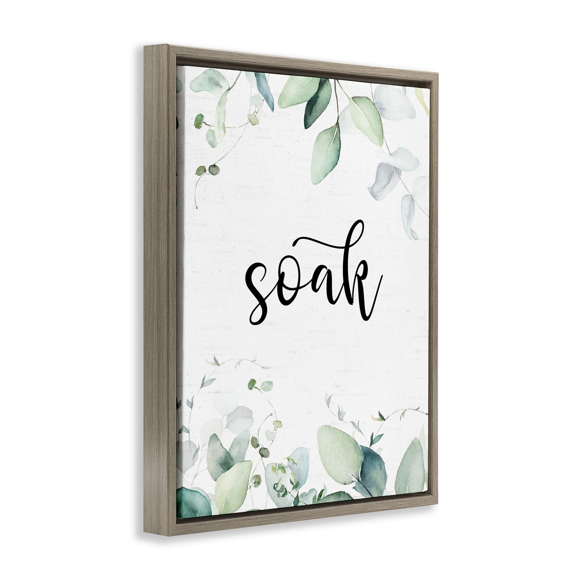 Soak Leafy Herbs Brown Framed Floater Canvas Wall Art, design by Lettered and Lined