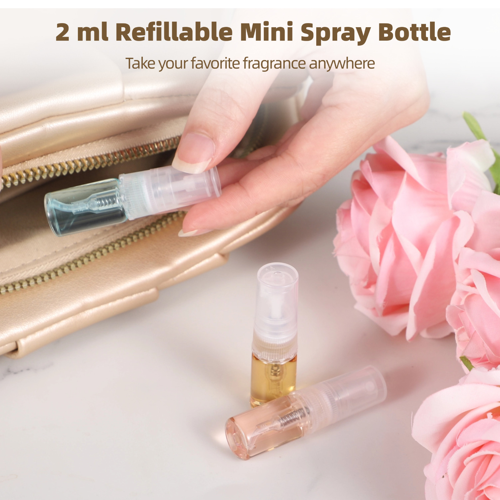 200PCS 2ml Spray Bottles, Mini Clear Glass Perfume Bottles, Portable Refillable Spray Containers, Fine Mist Spray Empty Essential Oil Spray Bottles, Fragrance Sample Atomizer for Home Travel