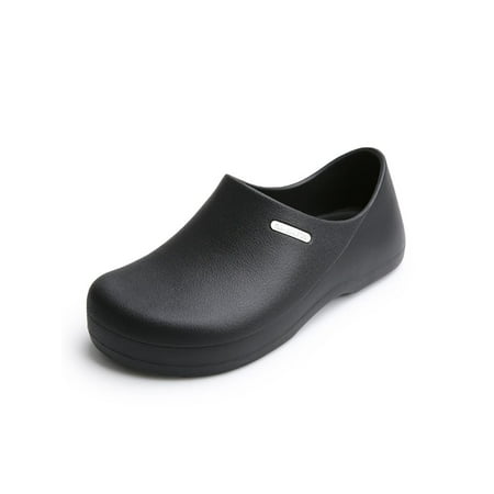 

Daeful Womens Mens Chef Shoes Waterproof Clogs Oil Proof Work Shoe Garden Lightweight Round Toe Kitchen Flats Black 7.5