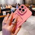 thumbnail image 3 of Cute Slim Wallet Case Compatible with iPhone 13 Pro Max, Soft Silicone Cases with Card Holder, 360° Rotation KickstandMatte Candy Color Protective Cover Back(Pink), 3 of 13