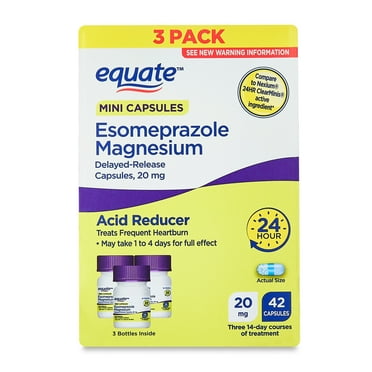 Equate Esomeprazole Magnesium Delayed-Release Mini Capsules, 20 mg, Acid Reducer, 42 Count