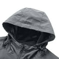 thumbnail image 4 of Jtjvou Lightweight Zip up Rain Coat for Men Windbreaker with Hood Plus Size Softshell for Hiking and Travel Waterproof Active Outdoor Rain Jacket Summer Fall Raincoat Gray M, 4 of 8