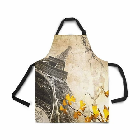 

ASHLEIGH Adjustable Bib Apron for Women Men Girls Chef with Pockets Romantic Vintage Paris Collage Eiffel Tower Novelty Kitchen Apron for Cooking Baking Gardening Pet Grooming Cleaning