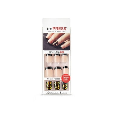 ImPRESS Press-on Nails Gel Manicure - French Manicure, Queen B ...