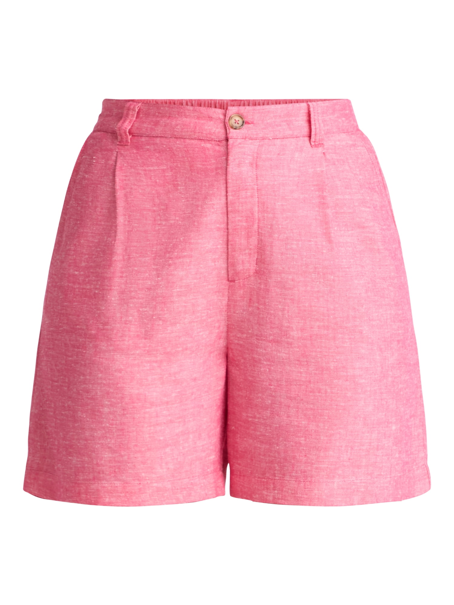 Time and Tru Women’s Linen Blend Shorts, 5” Inseam, Sizes XS-XXXL