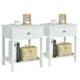 thumbnail image 1 of Gymax 2PCS 2-Tier Nightstand Modern Side End Table w/ Drawer & Open Shelf White, 1 of 6