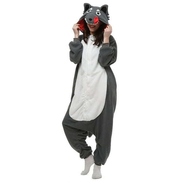 Pijama de una pieza con dibujos de animales, lobo malo, muñeco de nieve, niños, pareja, polar, Navidad, ciervo navideño, Papá Noel