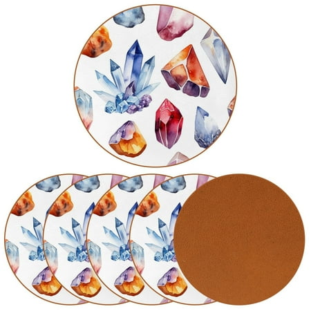 

YZUOUZY Coasters Coaster Pack of 6 Round Bar Coasters Abstract Art Flower Feathers Gardens