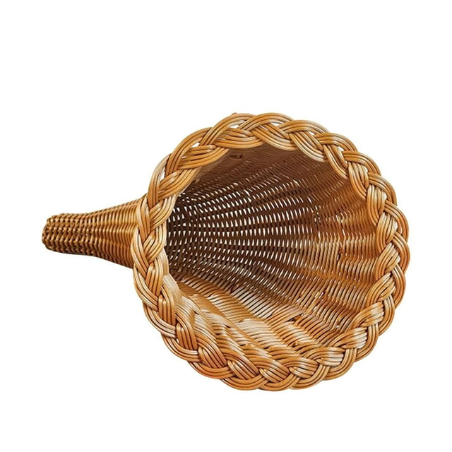 Christmas Decorations for the Home,Unique Christmas Gifts New Hot-Selling Christmas Decoration Gift Horn Cow Bell Hand-Woven Horn Basket Multipurpose Decorative Rattan Basket