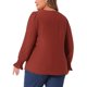 thumbnail image 3 of Blusa de Chiffon Casual de Manga Larga con Botones Decorativos y Escote en V para Mujeres Talla Grande GRACE & GRANDEUR 4X Burdeos, 3 of 5