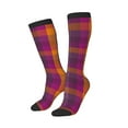 thumbnail image 2 of Balery Purple Yellow Buffalo Plaid Printed Novelty Socks Men's Women's Crew Socks Sports Socks Knee High Socks Cotton Socks Quirky and Cool Socks, 2 of 9