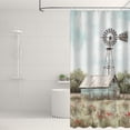 thumbnail image 3 of Farmhouse Shower Curtain, Rustic Shower Curtain, Retro Windmill Farm Western Barn Shower Curtain Set Waterproof Bath Curtain Bathroom Decor with 12 Hooks, 72x72 inches, 3 of 6