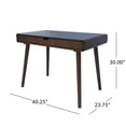 thumbnail image 2 of Small Desk, Office Desk with Center Drawer and Rubberwood Leg, Mid Century Style Writing Desk for Home Office Computer Small Spaces, Gray, 2 of 9
