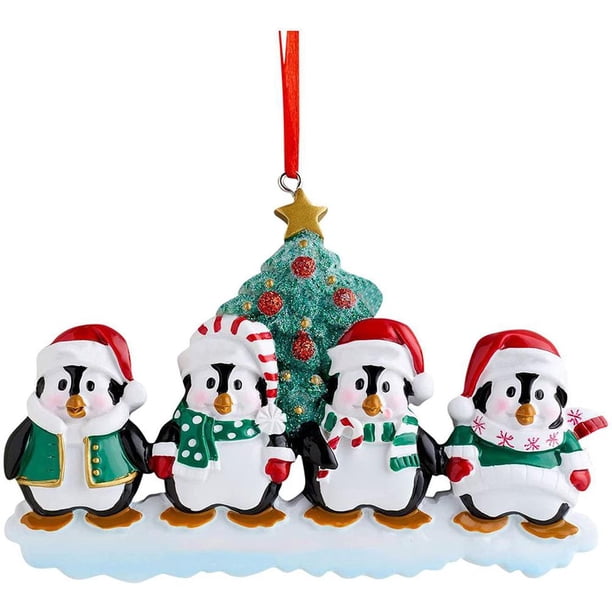 Árbol De Navidad Personalizado Pingüino Familia Adorno Diy Madera Manuscrita Decoración Colgantes Para Regalo De Navidad matsuzay HA040828-05