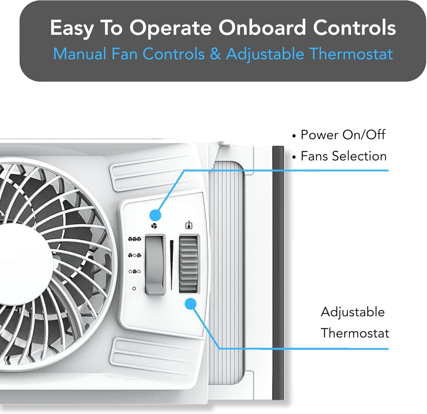 Comfort Zone Triple Window Fan with Adjustable Thermostat | 3-Speed High-Velocity Cooling | Horizontal or Vertical Manual Control | Fits Double Hung Windows (Min 25" x 8") | Fully Assembled | White