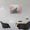thumbnail image 3 of HFDF Rustic Peacock Canvas Wall Art Blue Peacock Pictures Decor Red Flower Painting Modern Prints Artwork for Home Bathroom Bedroom Living Room 16x12inch Framed, 3 of 6