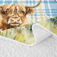 thumbnail image 5 of Erosebridal Highland Cow Bed Spread Queen, Groovy Floral Queen Coverlet Set, Blue Buffalo, 3 Pieces, 5 of 7