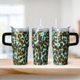 thumbnail image 2 of Insulated 20oz Geometric Pattern Tumbler with Handle, Stainless Steel Double Wall Travel Coffee Mug Leak Proof Straw Lid, 2 of 5