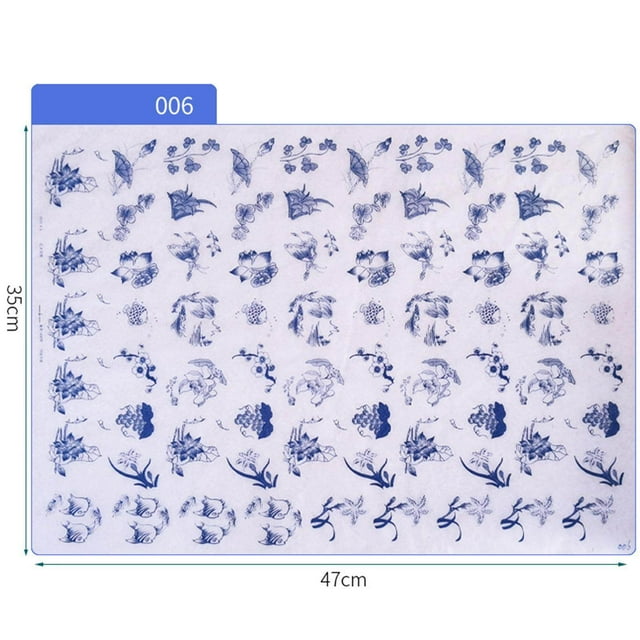 Ceramic Art Decals Flower Paper Transfer Paper pottery making supplies Blue Sticker Underglazed DIY