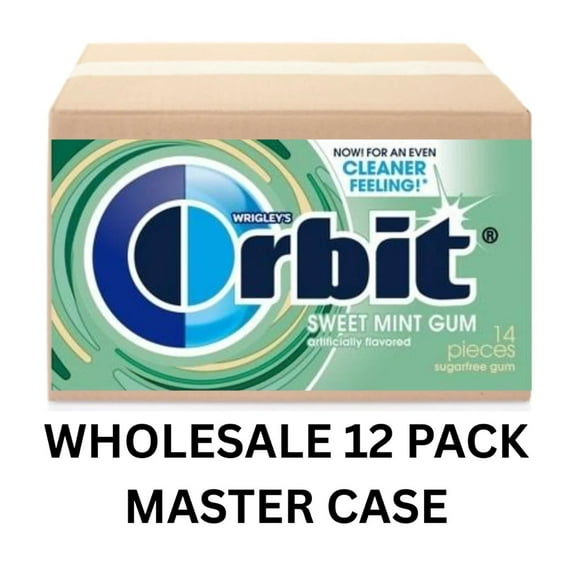 ORBIT GUM SWEET MINT 12CT (14 PIECE) Sugar free Chewing Gum 12 Pack MASTER CASE