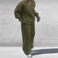 thumbnail image 7 of Wutalume Women's Fashionable Long Sleeve Casual 2-Piece Set, Loose Sweatshirt and Wide Leg Joggers, Sporty Loungewear Outfit,Army Green L, 7 of 7