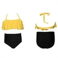 thumbnail image 5 of Girls Swimwear Summer Solid Color Two Piece Swimsuit High Elasticity Comfortable for Kids Youth Beach Pool Yellow 3 Years-4 Years, 5 of 6