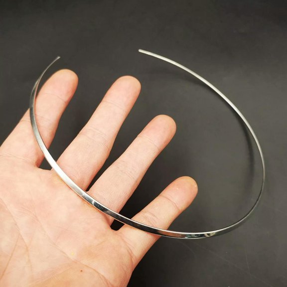 HOOUN Mens Women's Necklace Choker Silver Stainless Steel Collar Necklace 3mm wide