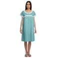 thumbnail image 1 of Moomaya Short Sleeve Nightdress For Ladies Printed Button Placket Nightwear, 1 of 4