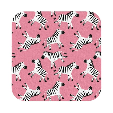 

Zeuib Cute Cartoon Zebra Print Set of 6 Coasters for Drinks Glass & Cups Stain Protection Table Coaster Set Decorative Coffee Cup Coasters Housewarming Gift for Home Decor Square