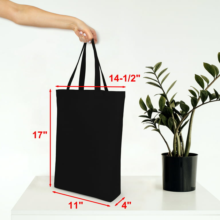 Canvas Tote Bags with Zipper, Koolmox 17x14'' 12 oz Cotton Tote Bag with Flat Bottom, Reusable Washable Grocery Shopping Bags Plain Bags for Women