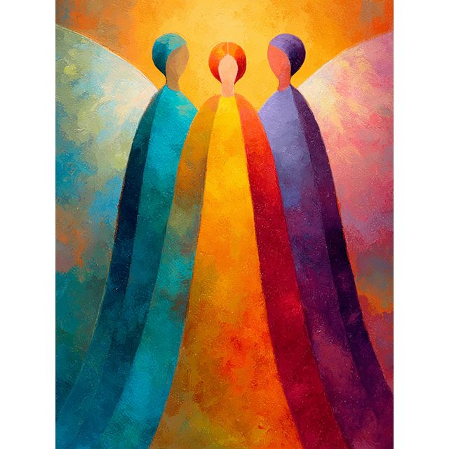Qisvanset Abstract Three Angels Canvas Wall Art 15.75x11.81 Inches