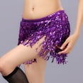 thumbnail image 3 of NUZYZ Women Belly Dance Skirt Chain Tassel Sequin Double-layer Lace-up Bohemian Clubwear Performance Mini Waist Wrap Latin Dance Practice Short Skirt Hip Waist Scarf, 3 of 8