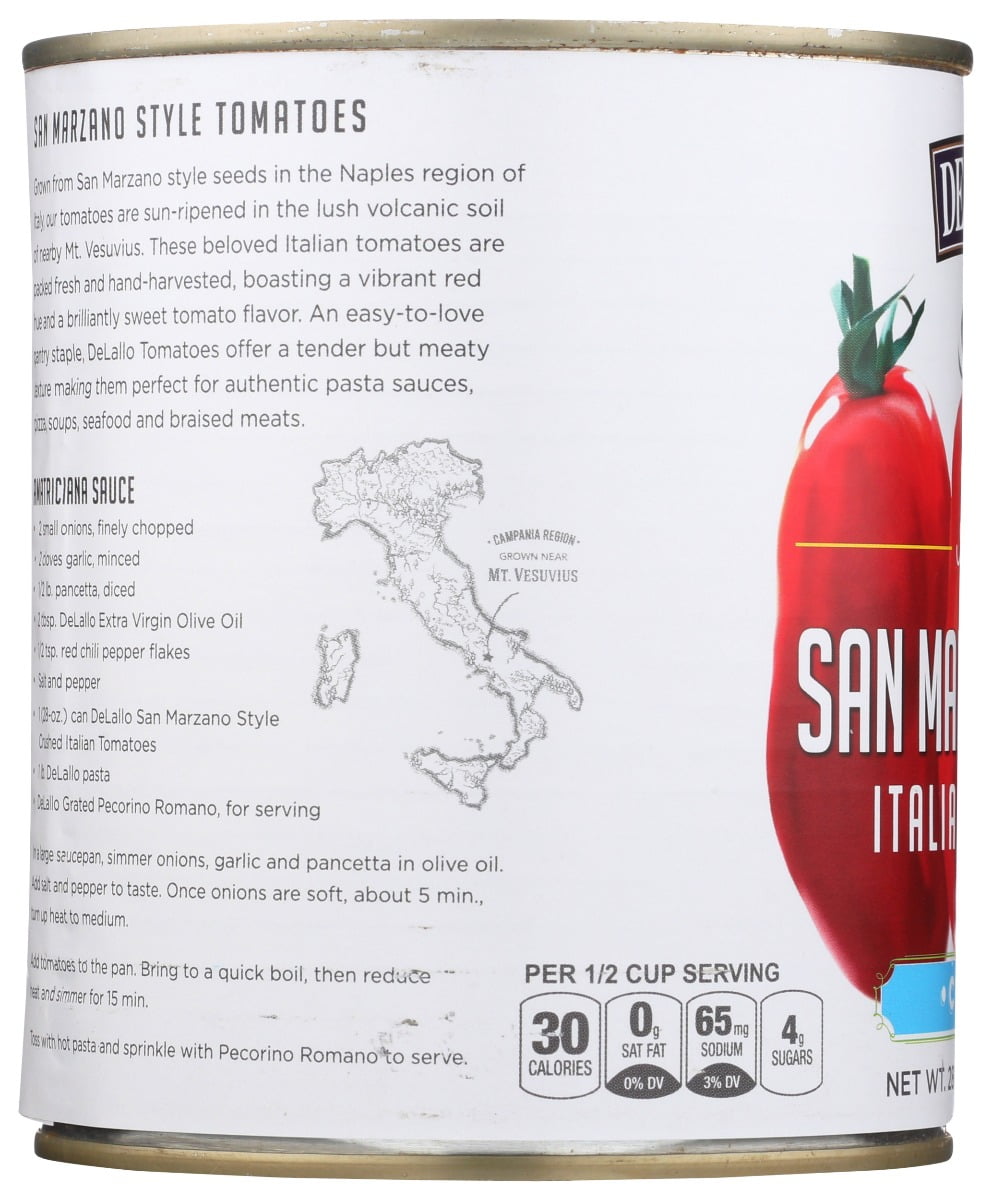 Delallo San Marzano Style Italian Crushed Tomatoes, 28 oz Pack Of 12