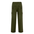 thumbnail image 5 of Autumn solid color space side pockets elastic buttons versatile multi-pocket straight wide-leg pants, 5 of 8