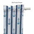 thumbnail image 5 of Blue Nautical Anchor Linen Curtain Valance for Bedroom/Bathroom/Kitchen/Office/Living/Dining Room Windows,Farmhouse Woodgrain Geometric Stripe Pocket Topper Drapes Decorative Cafe Drapery Panel 60x18, 5 of 6