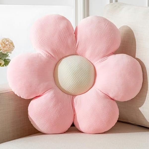 wonima44 Flower Pillow, Flower Shaped Throw Pillow Cushion Seating Pink Flower PlushThrow Pillow Floor Pillows Home Decorative Seating Cushions