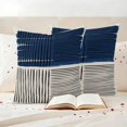 thumbnail image 2 of Pack of 2 Navy Blue Striped Outdoor Pillow Covers Decorative, Waterproof Pillow Protector, Farmhouse Stripes Modern Abstract Art Throw Pillowcases Accent Cushion Cases for Patio Couch Sofa 20"x20", 2 of 8