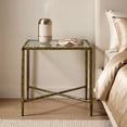 thumbnail image 2 of Lalia Modern Tempered Glass Top Side Table with Forged Metal Frame, Matte Gold, 2 of 16