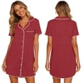 thumbnail image 6 of Byworldtasic Nightgowns for Women Button Down Sleep Shirt Short Sleeve NightShirts Boyfriend Sleepdress Soft Pajama Dress, 6 of 7
