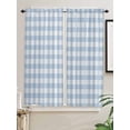 thumbnail image 5 of Light Blue Plaid Bathroom Window Curtain, Modern Minimalist Country Light Filtering Coffee Kitchen Curtains, Bedroom Living Room Curtains 2 Panel 84"x63", 5 of 6