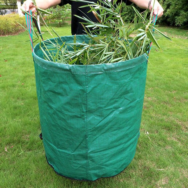 Bolsas de jardín tejidas reutilizables Contenedores de hojas de jardinería plegables Bolsas grandes para desechos de jardín