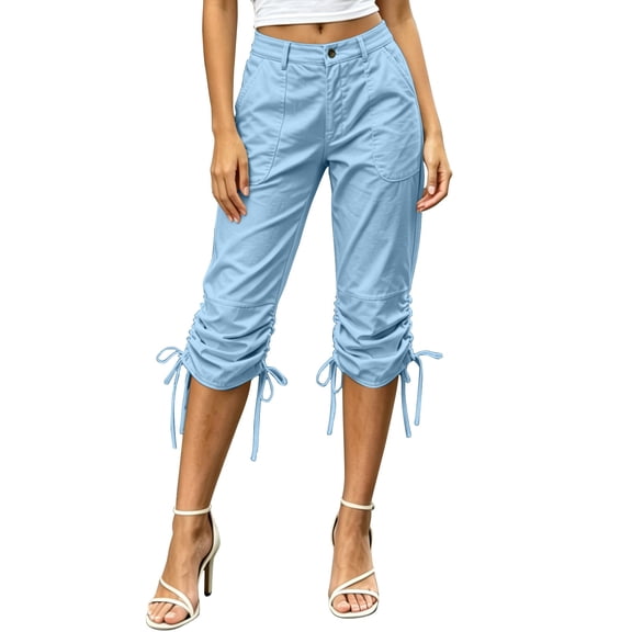 Maean Women's Capris Pants High Waist Straight Leg Loose Capri Pant Casual Fashion Trousers with Pockets