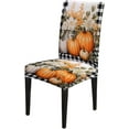 thumbnail image 6 of Black and White Checked Pumpkin Flower Dining Room Chair Covers Set of 6 Stretch Parson Slipcovers Removable Washable Chair Protector for Home Restaurant Banquet, 6 of 6