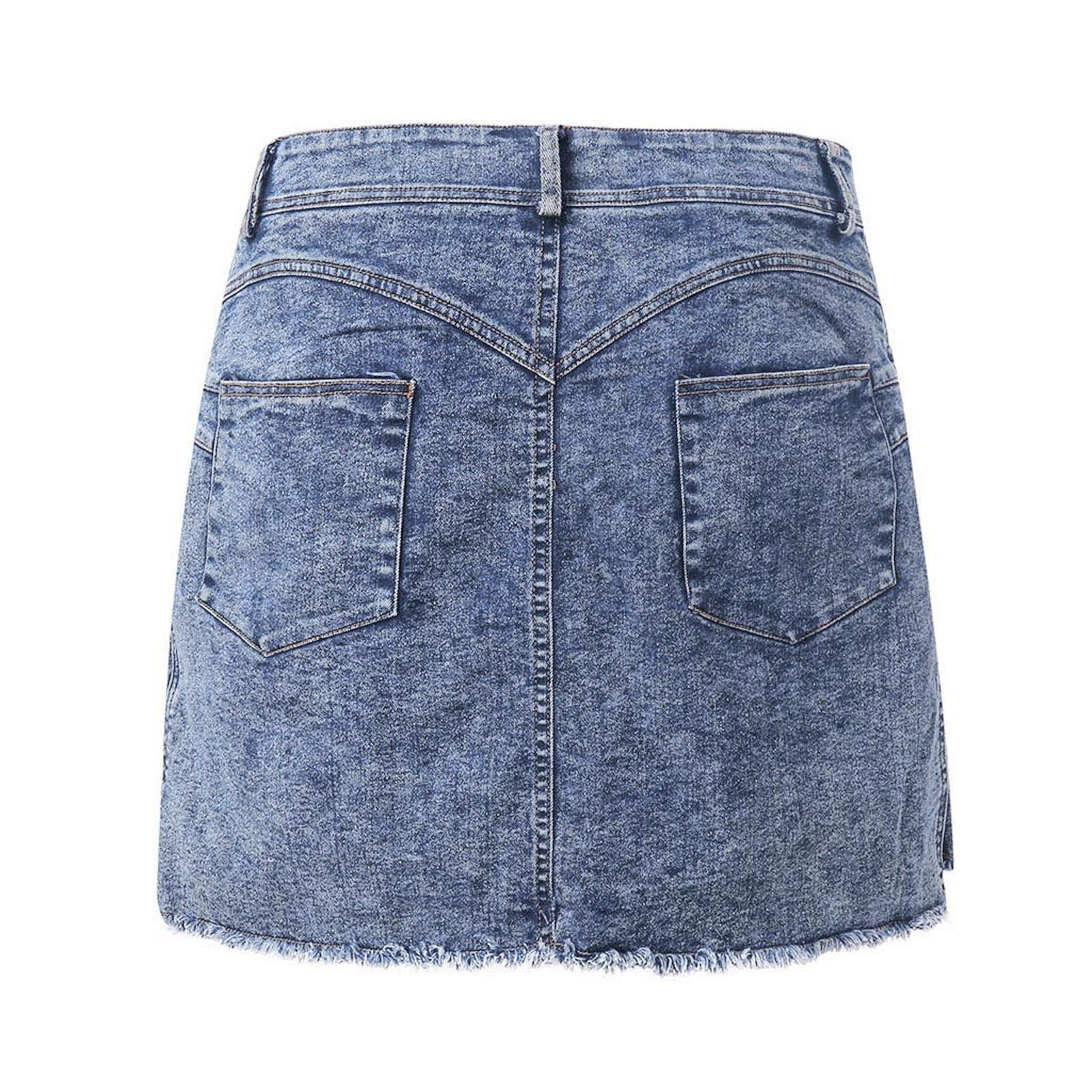 【BAON】Kibin Washing Denim Mini Skirt BKQCNKM Denim Skirt Skirts for Women Mini Skirt Wash Female